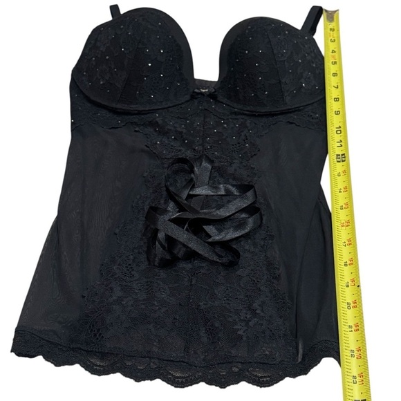 Victoria’s Secret Black Rhinestone Sheer Lacey Padded Lingerie Teddy Size 36C - Picture 10 of 10